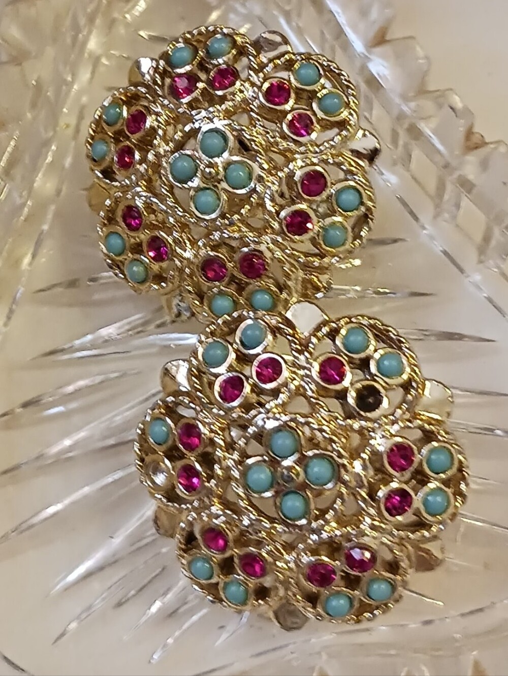 Sarah Coventry Rhinestone Clip-On Earrings, Unmarked 1960s Fashion